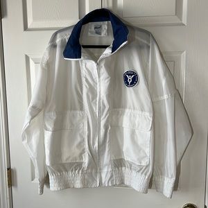 VINTAGE Haband! Ford Automotive V8 Club Nylon Windbreaker Jacket White, Sz‎ L